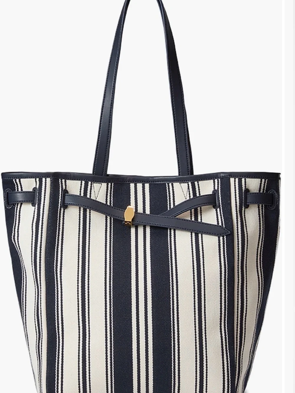 Veronica Beard Navy and Cream Striped Tote